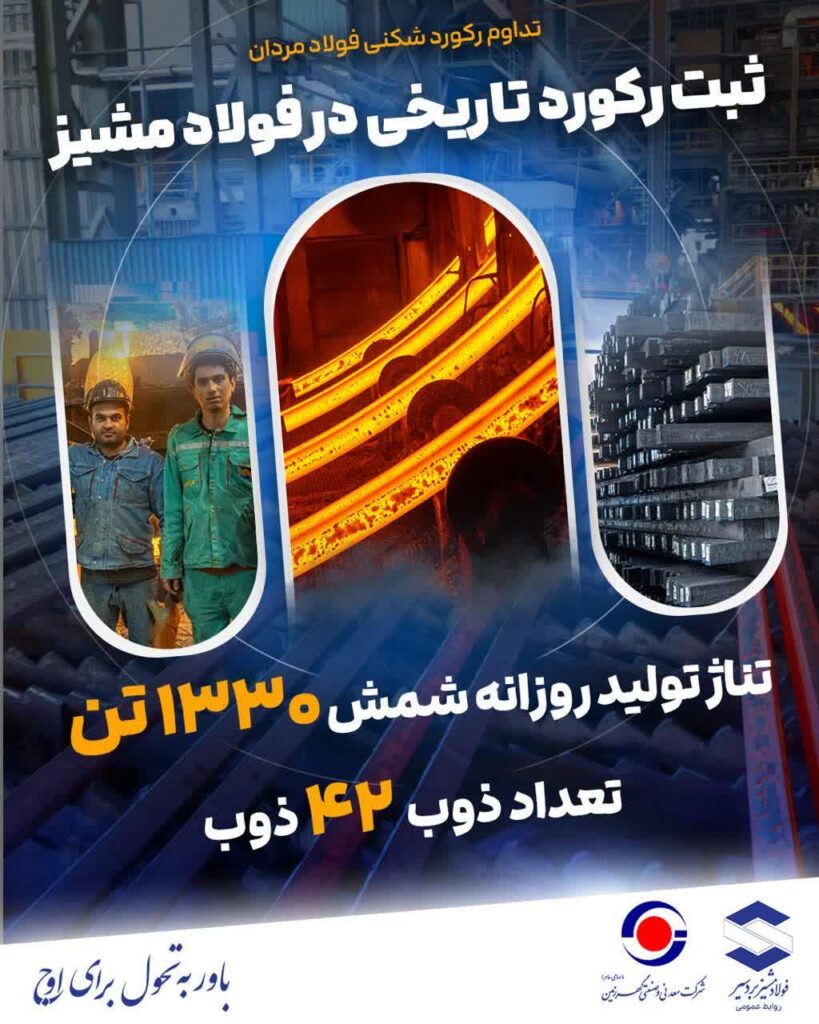 تداوم رکوردشکنی فولادمردان کارخانه فولادسازی فولاد مشیز بردسیر